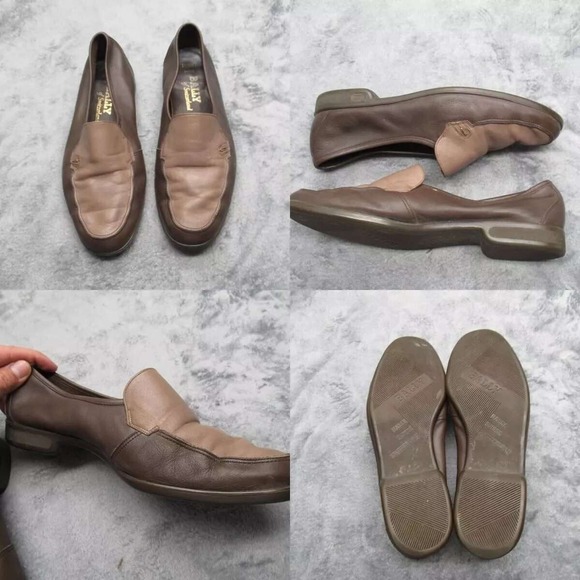 Bally Dress Shoes Mens 8 E Brown Leather Slip‎ On Switzerland Rare Two Tone main image 14